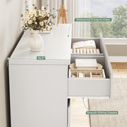 Orgobysol 6 Drawer Double Dresser for Bedroom, Modern Simply Chest of Drawers, Wood Storage Dresser with Anti-Tipping for Living Room Hallway Entryway, Nursy White (15.3" D x 47.2" W x 32.3" H)