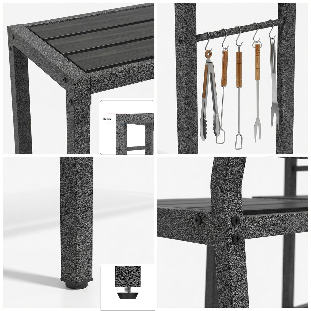 3Pcs Outdoor Patio Bar Set, 55" Rectangular High Top Table & Chair Set