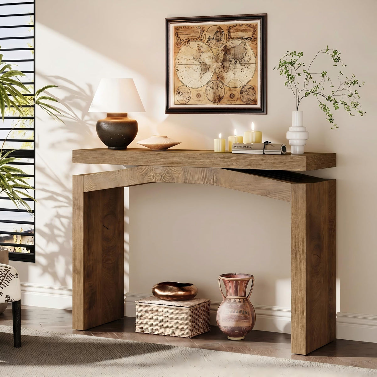 Tribesigns 40-Inch Console Table for Entryway, Farmhouse Sofa Table, Brown