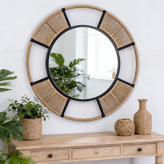 Jute Rope Round Wall Mirror