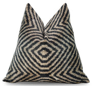 Black Ivory Chevron Velvet Throw Pillow 16x16