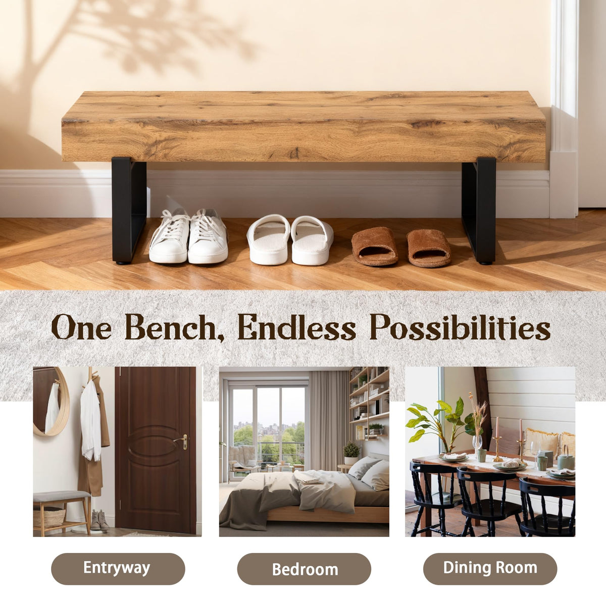 Industrial MDF Bench with Metal Legs