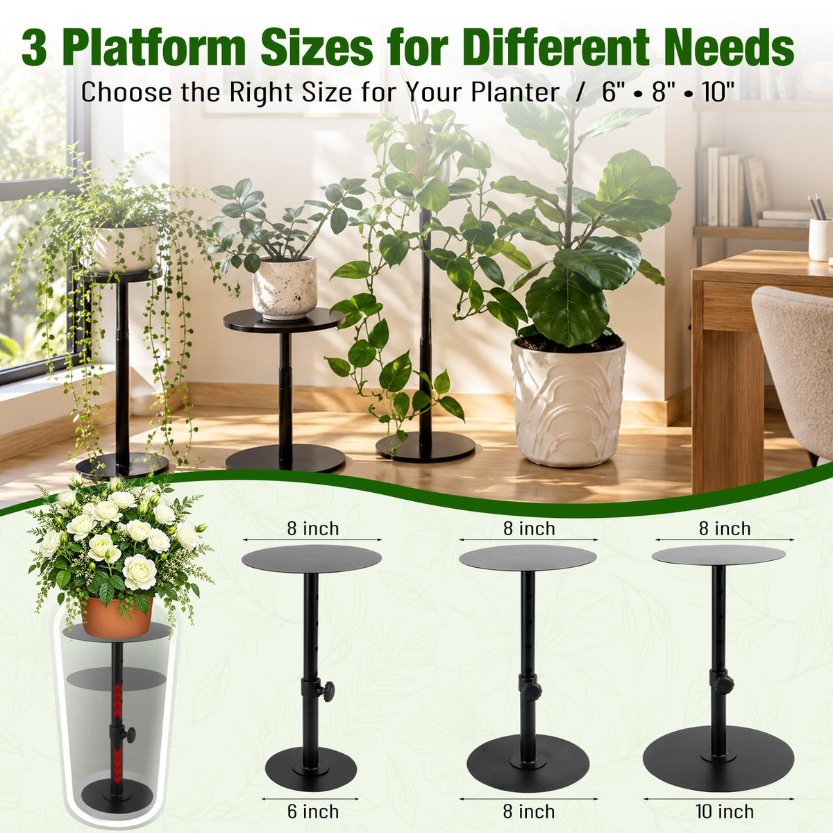 Kalolary Plant Riser for Inside Pot Adjustable Height 6-22"