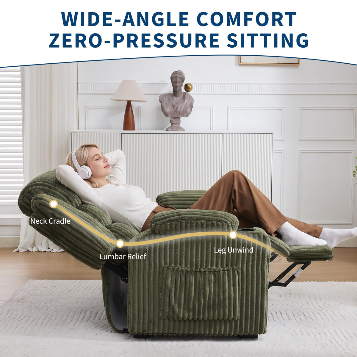Oversized Corduroy Power Recliner