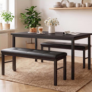 Garvee 3-Piece Dining Table, Small Kitchen Table with 2 Upholstered Benches