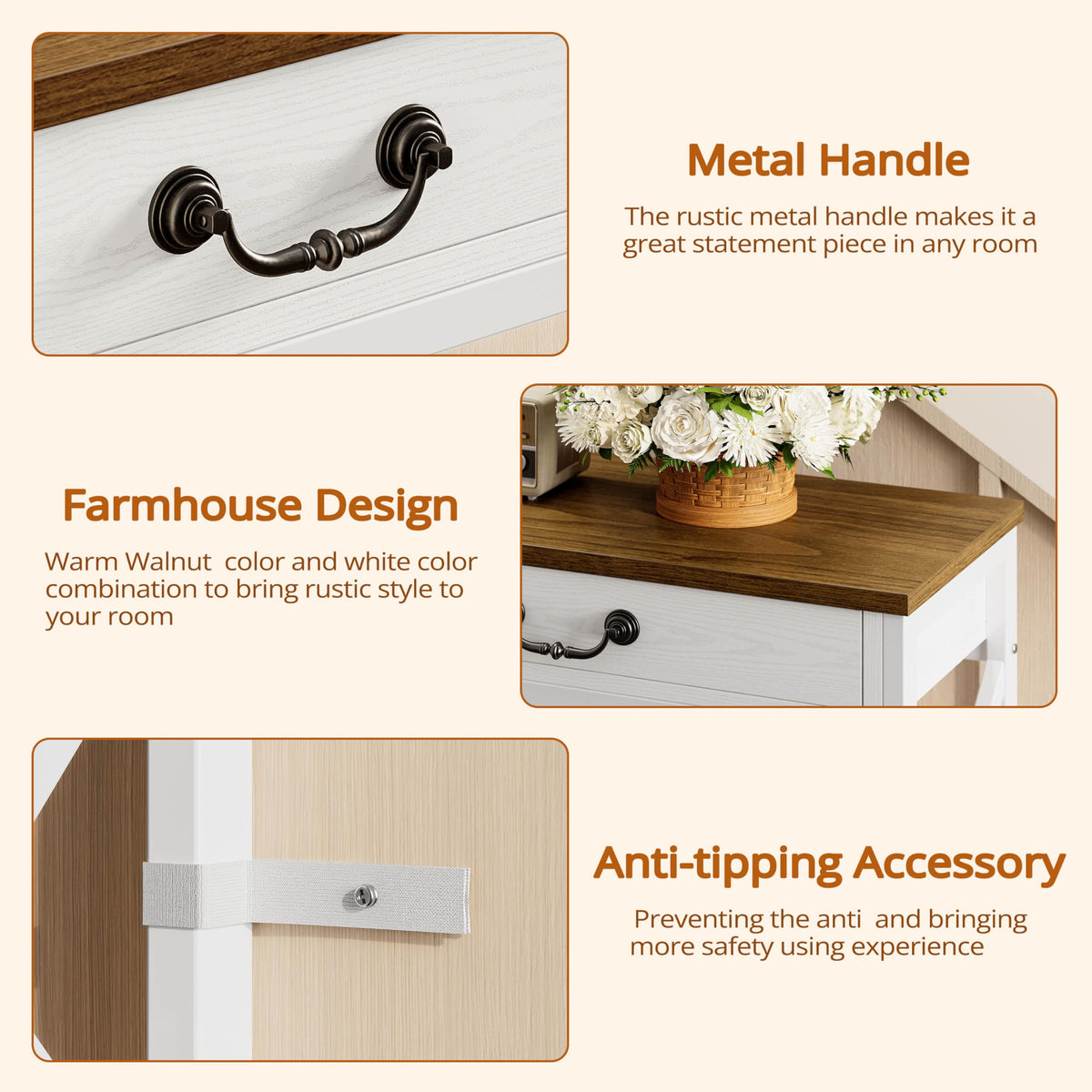 Farmhouse Console Table with Drawers