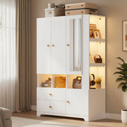 PAKASEPT 3‑Door Armoire Wardrobe Closet,71" Bedroom Cabinet with Mirror