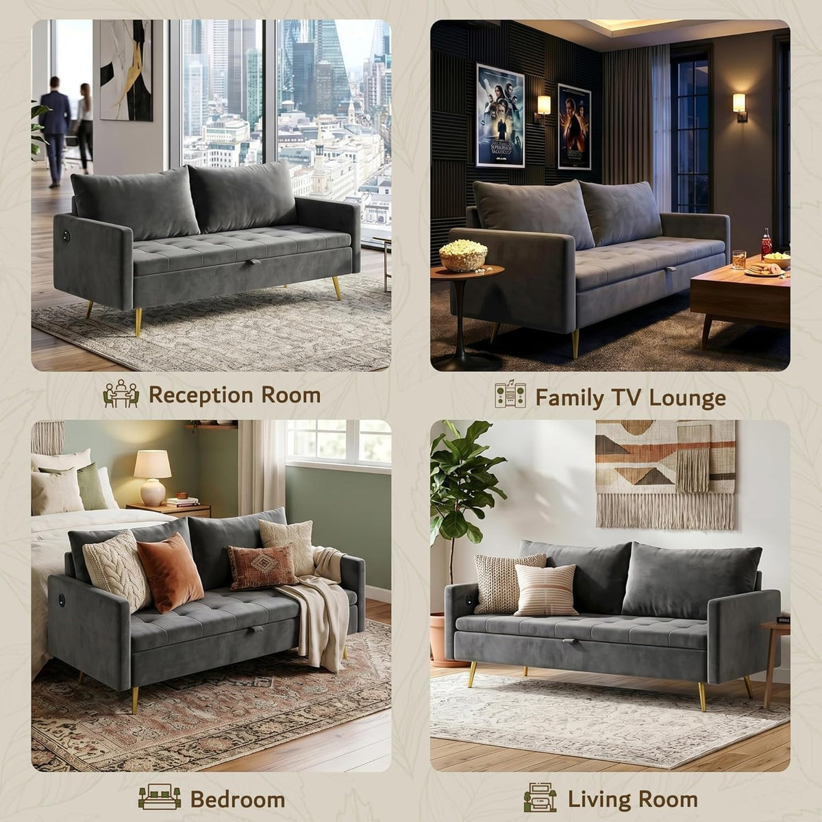 Storage Loveseat with USB Charging