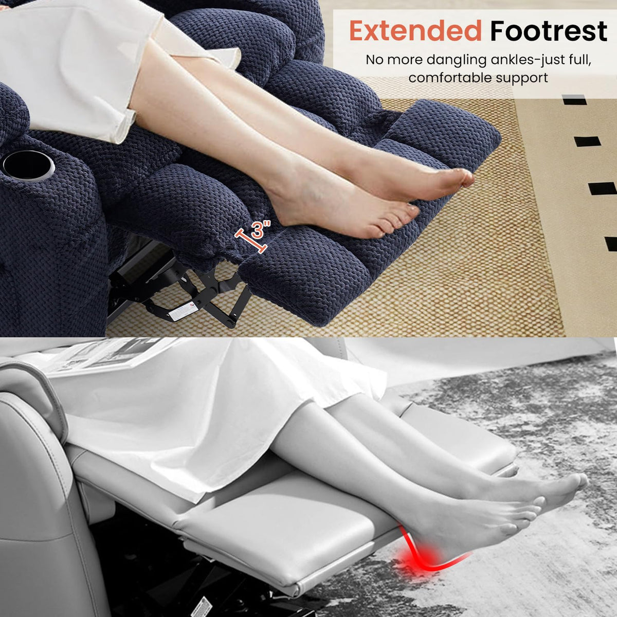 Dual Motor Power Lift Recliner Chair for Elderly, Lay Flat Lift Chair