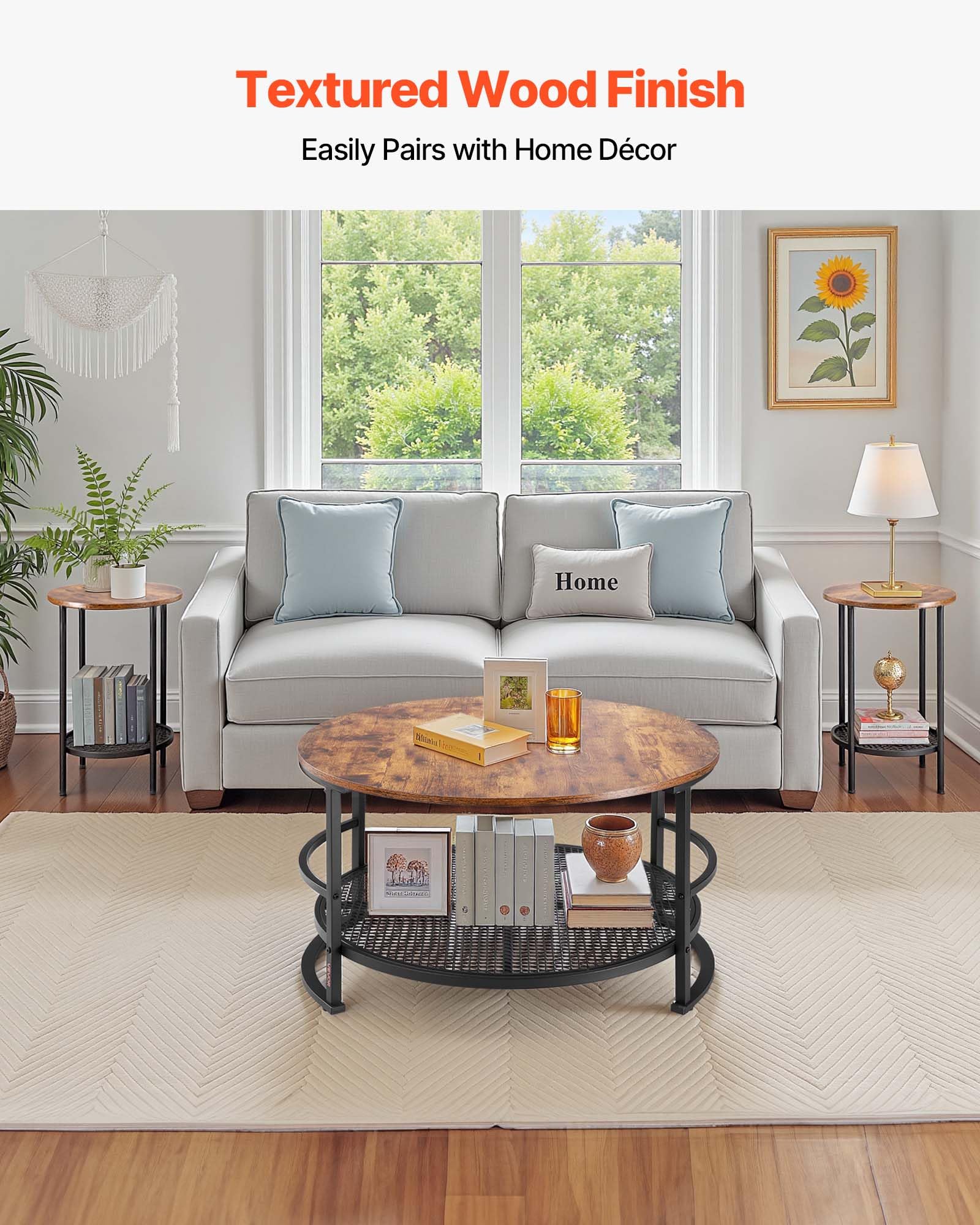 3-Piece Coffee Table Set with 2 End Tables