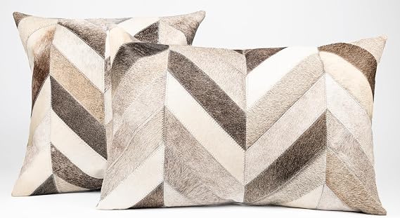 Cowhide Leather Patchwork Throw Pillow