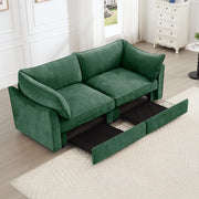 Green Chenille Storage Loveseat