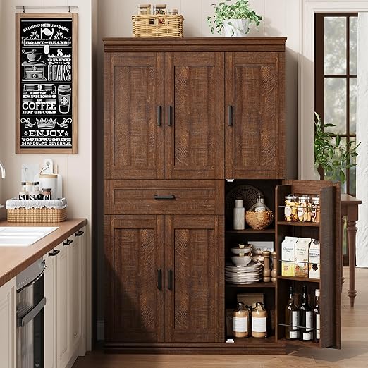 70" Tall Kitchen Pantry Storage Cabinet with Doors & Shelves