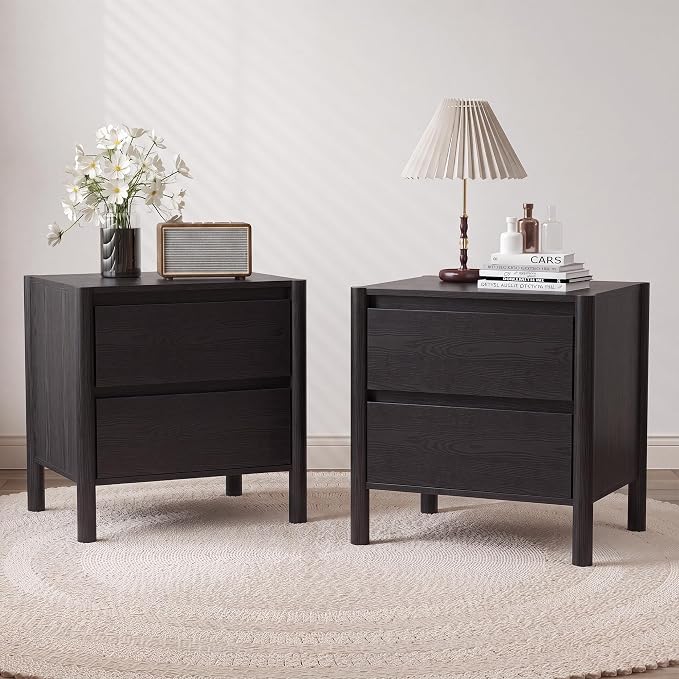 Walnut Nightstands Set of 2