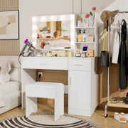 LED Vanity Desk with Mirror, Chair & Storage
