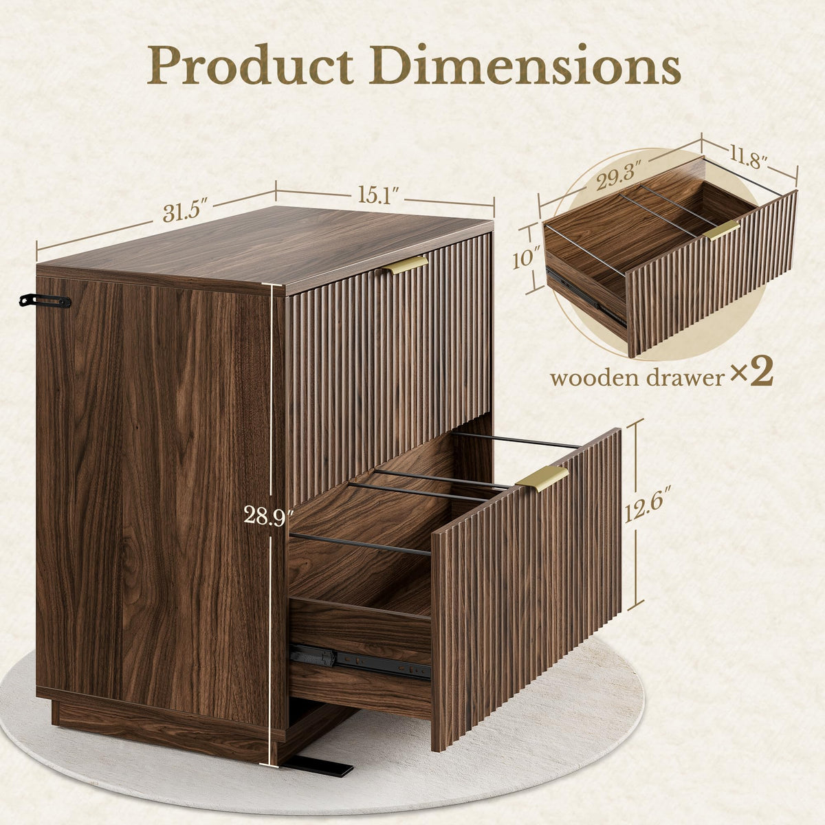 Fluted 2-Drawer Lateral File Cabinet