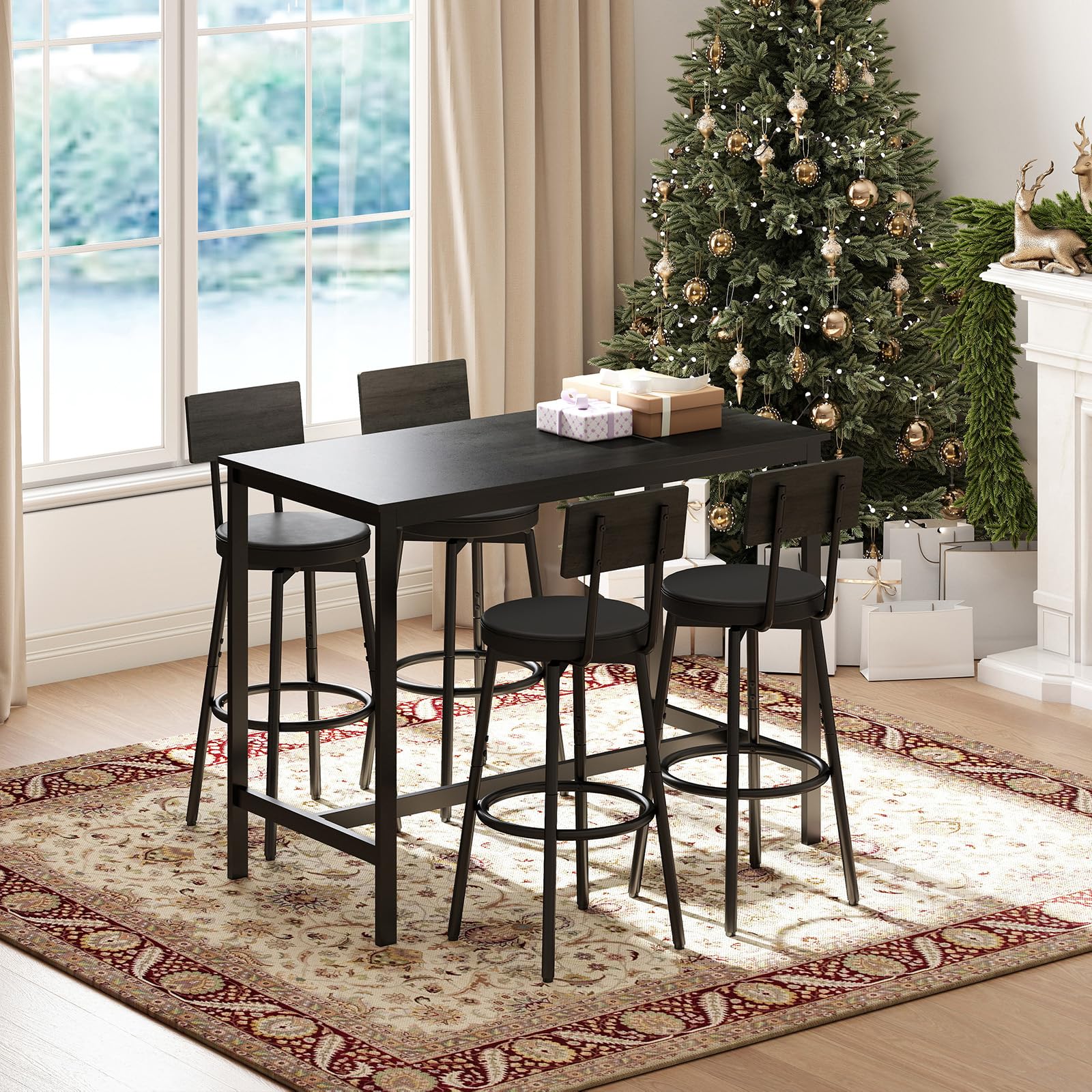5-Piece Counter Height Bar Table Set for 4
