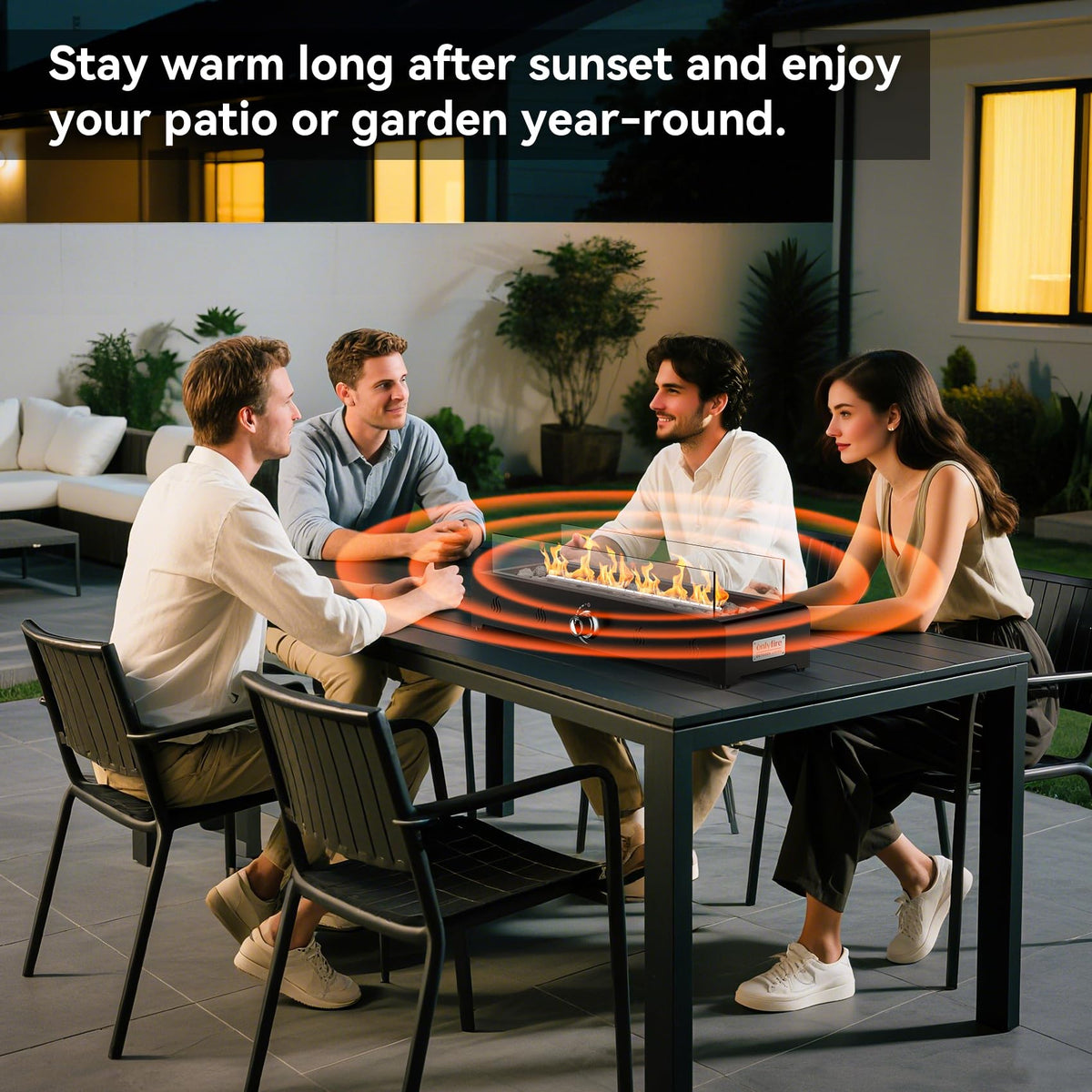 Onlyfire 28'' Outdoor Tabletop Fire Pit Propane Gas Side-mounted Firepit