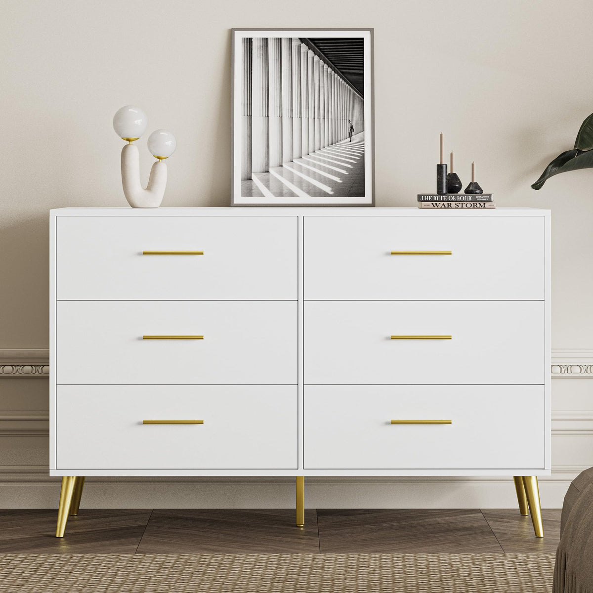 MAISONARIA 6 Drawer Dresser, White