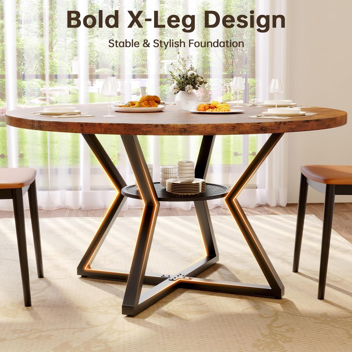 Round Dining Table with Storage