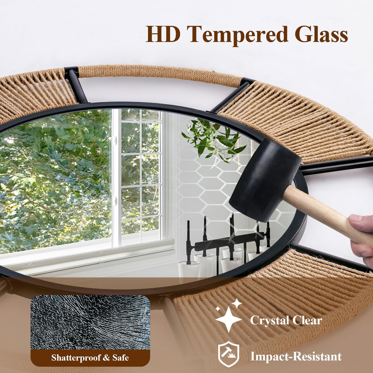 Jute Rope Round Wall Mirror