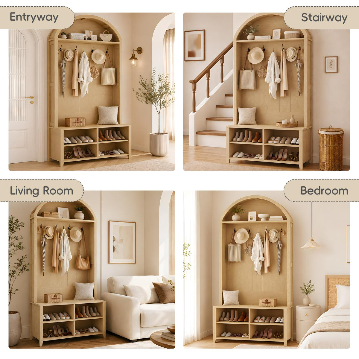 Arched Hall Tree with Shoe Storage
