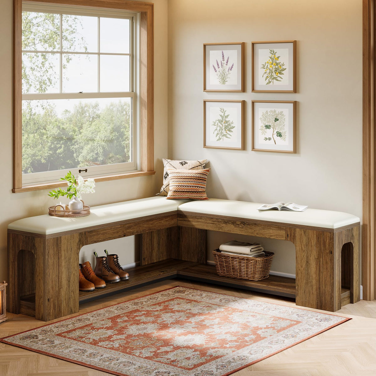 L-Shaped Corner Storage Bench
