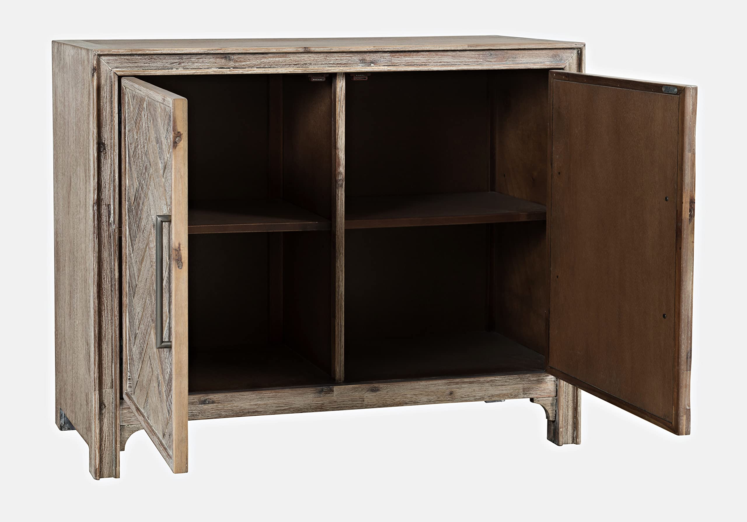 2-Door Accent Chest with Shelves – Grey Wash