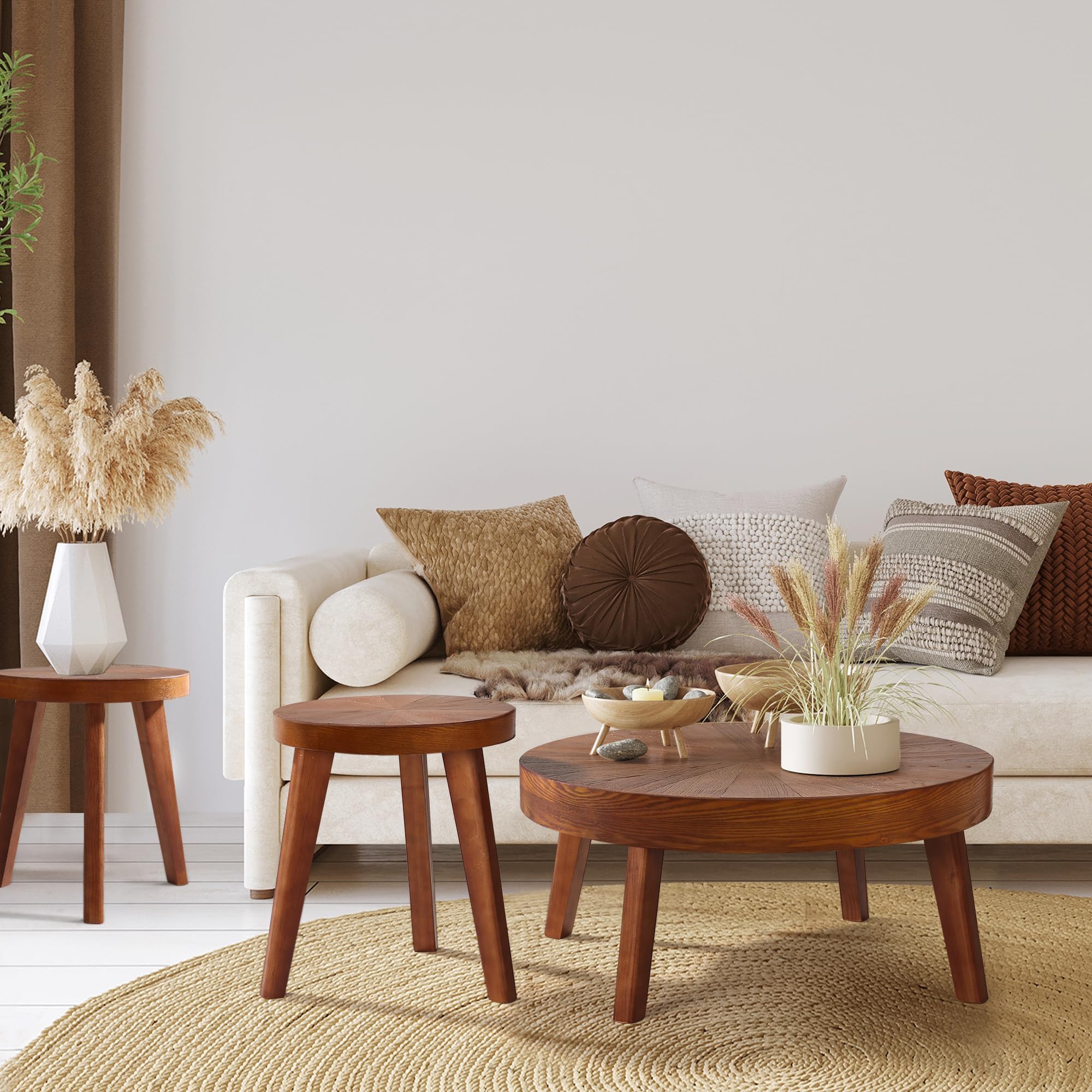 Farmhouse Round Coffee Table Set of 3