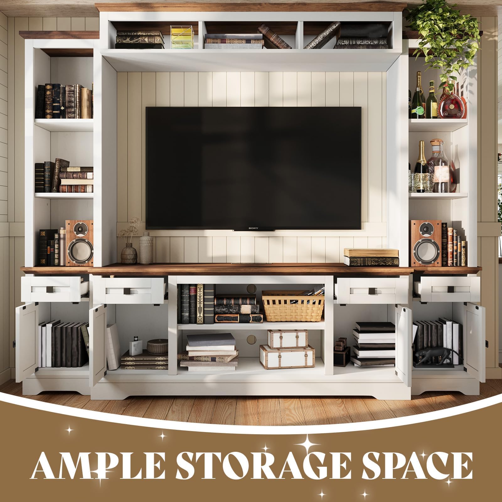 98" Farmhouse Wall Unit Entertainment Center