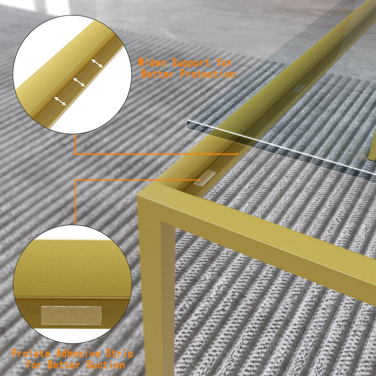 Square Gold Glass Coffee Table