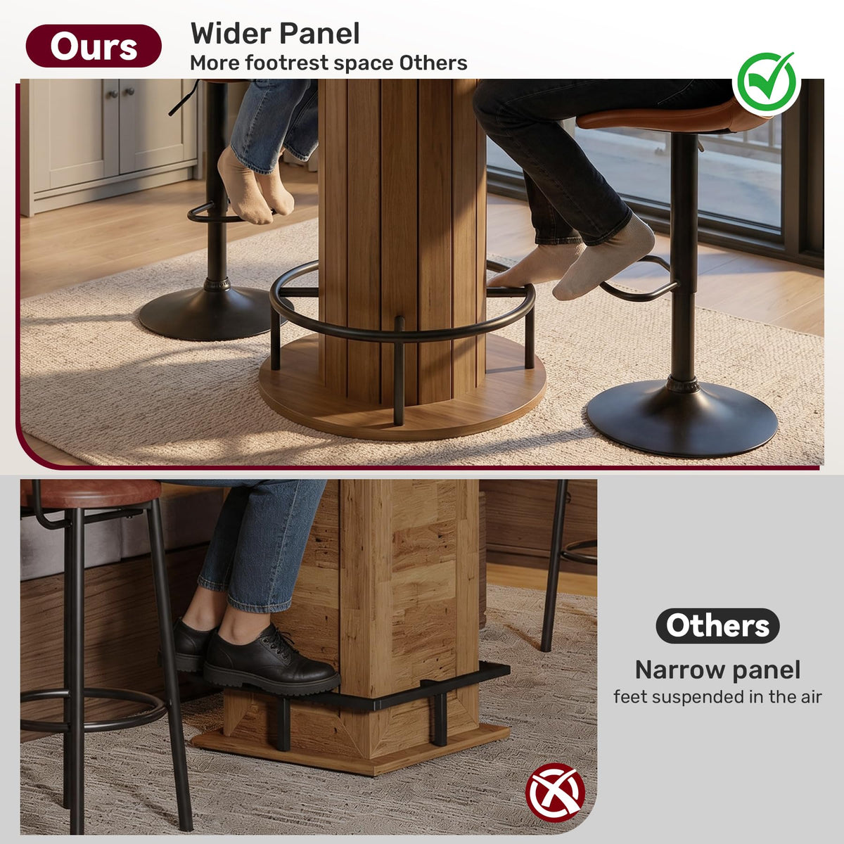 Round Bar Table Set with 2 Stools