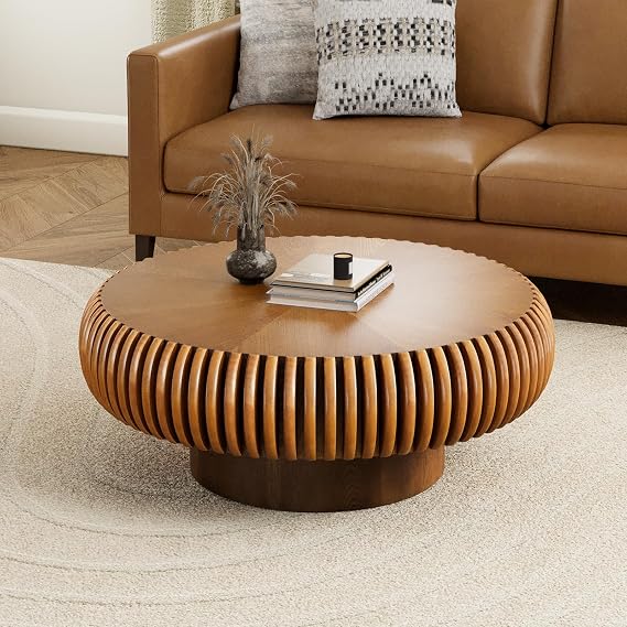 Black Fluted Drum Coffee Table