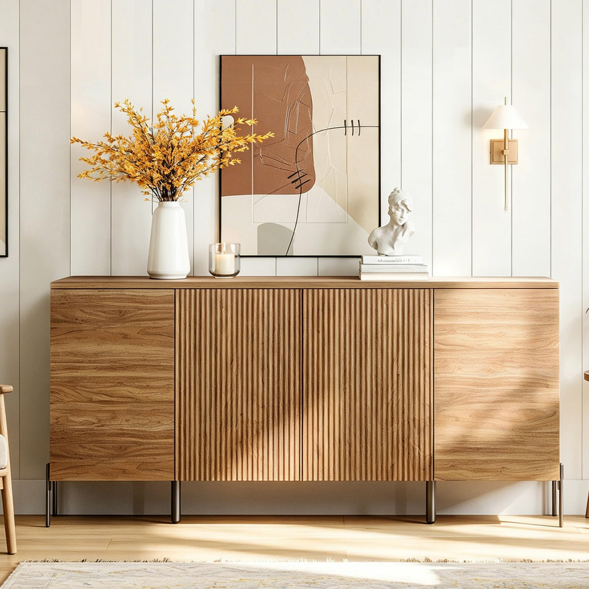 Fluted Buffet Cabinet with 4 Doors