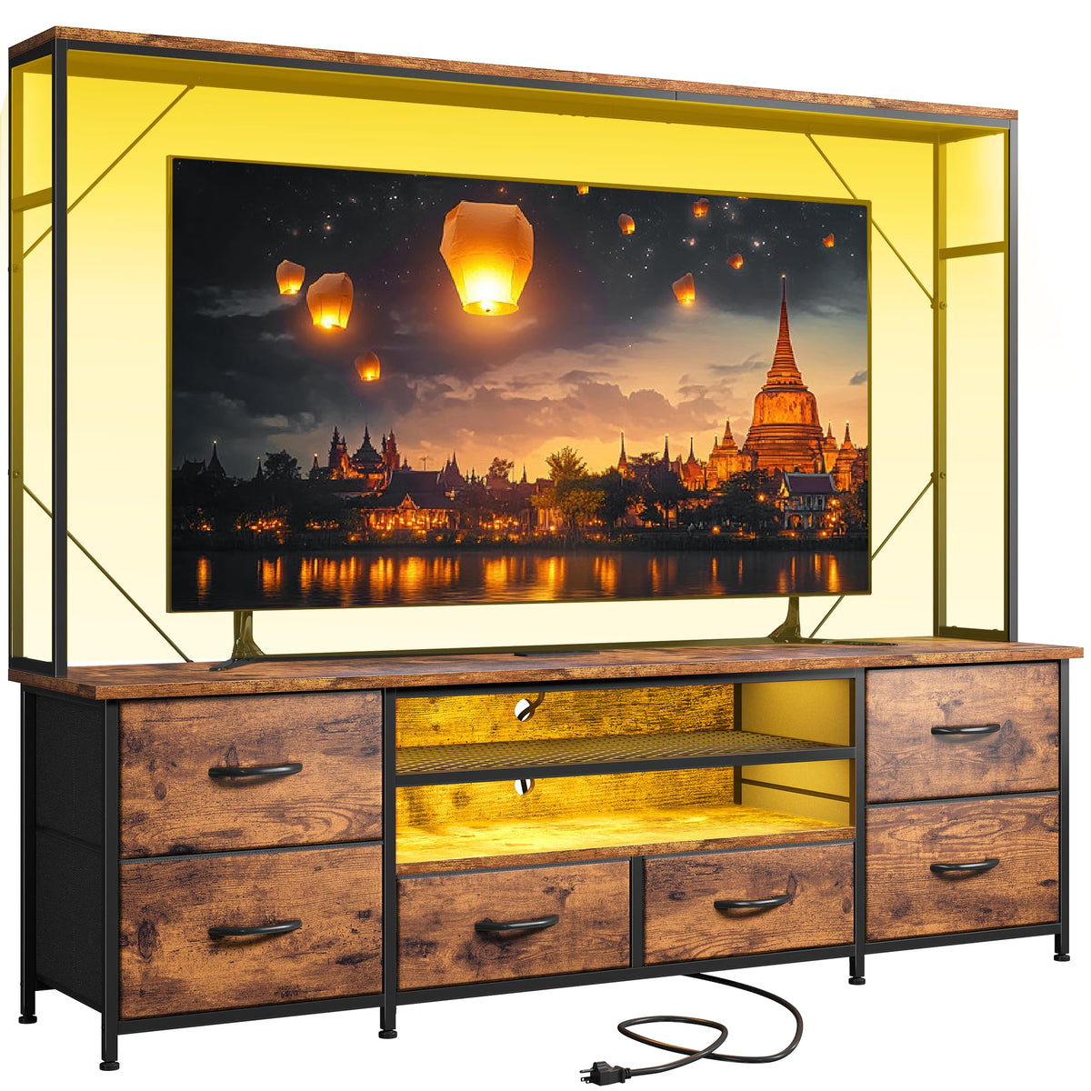 TV Stand with Drawers and LED Lights