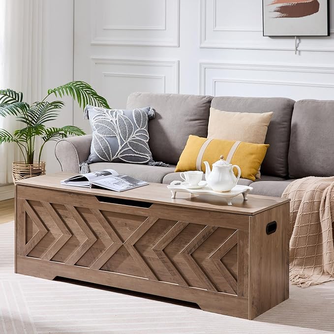 55.1" Storage Bench with Safety Hinges