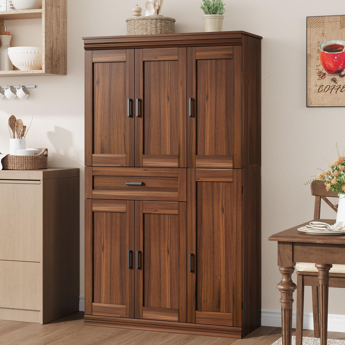 Garvee 70" Tall Kitchen Pantry Storage Cabinet,Modern Kitchen Hutch Cabinet