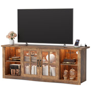 58" TV Stand with LED Lights, Glass Doors & USB Charging
