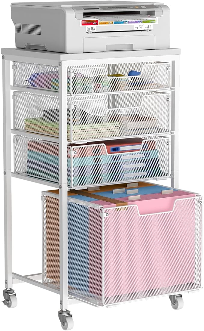 Rolling File Cart with 4 Drawers