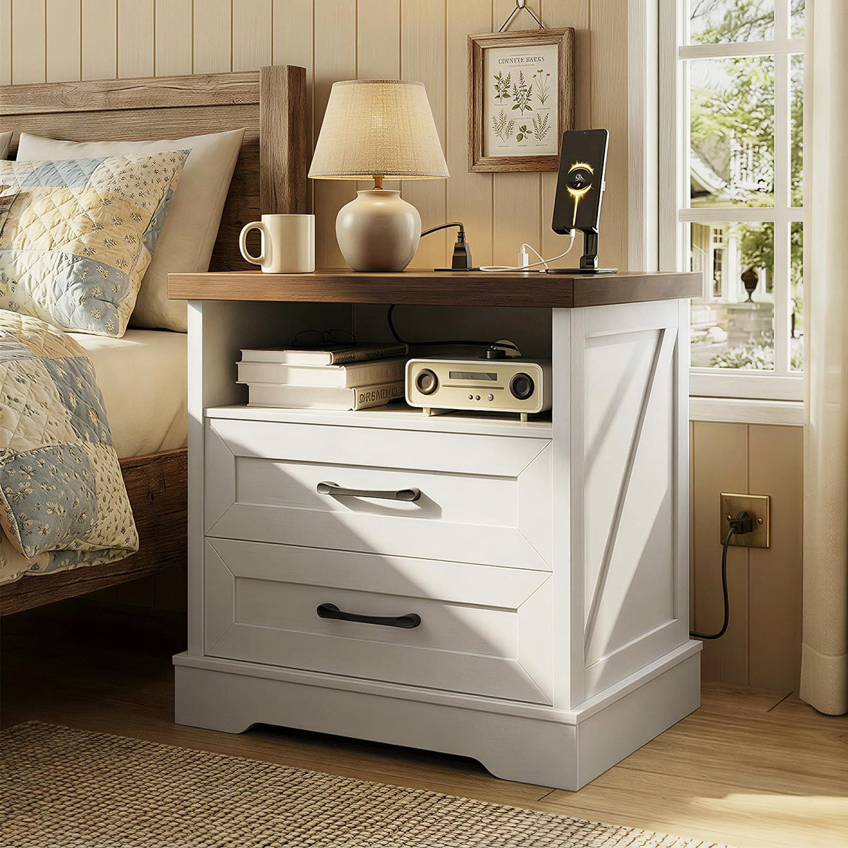 Farmhouse Charging Nightstand