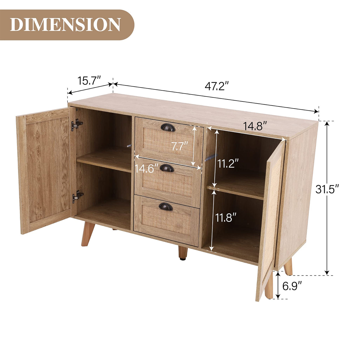 Rattan Sideboard Cabinet