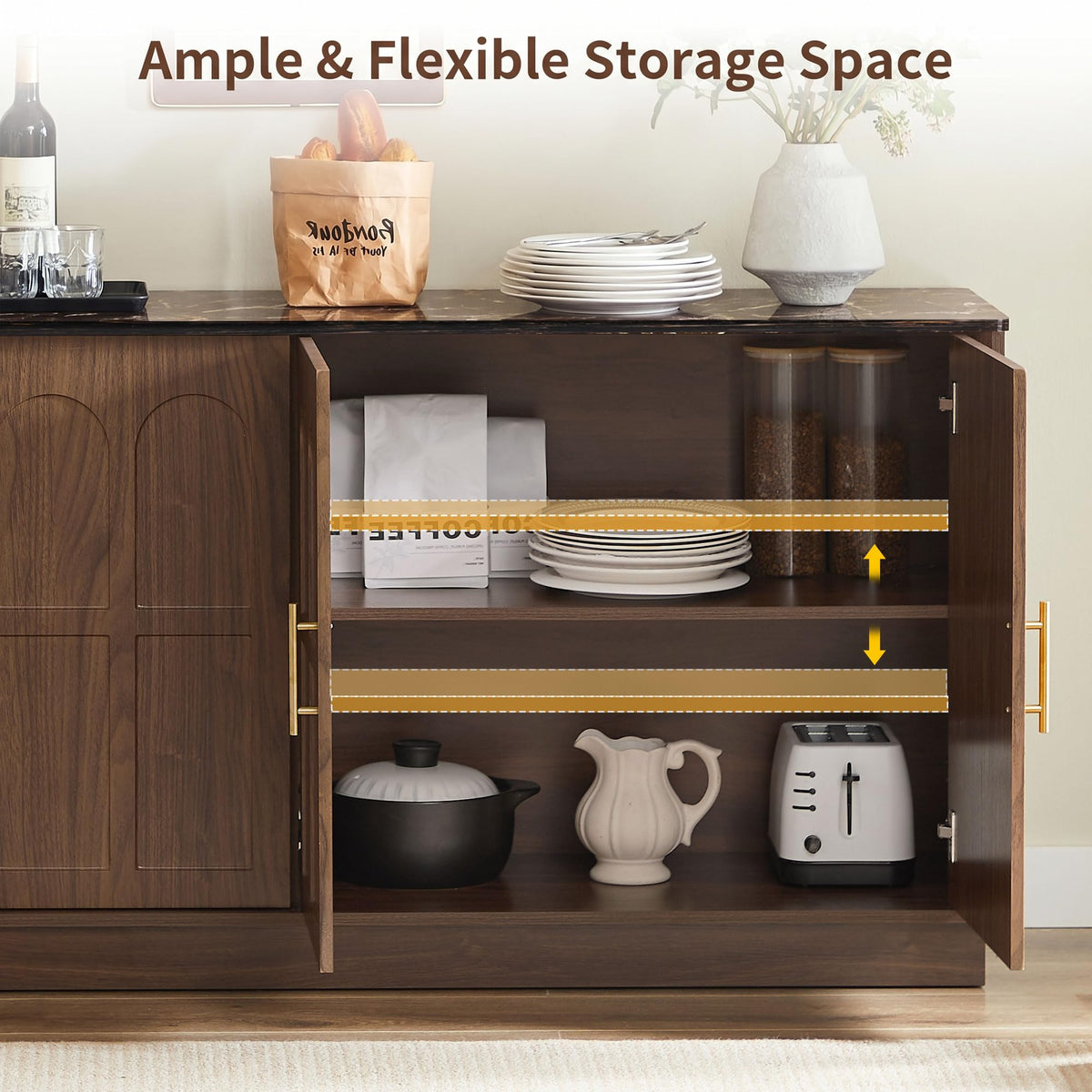 66.5" Sideboard Buffet Cabinet with Storage, Modern Credenza