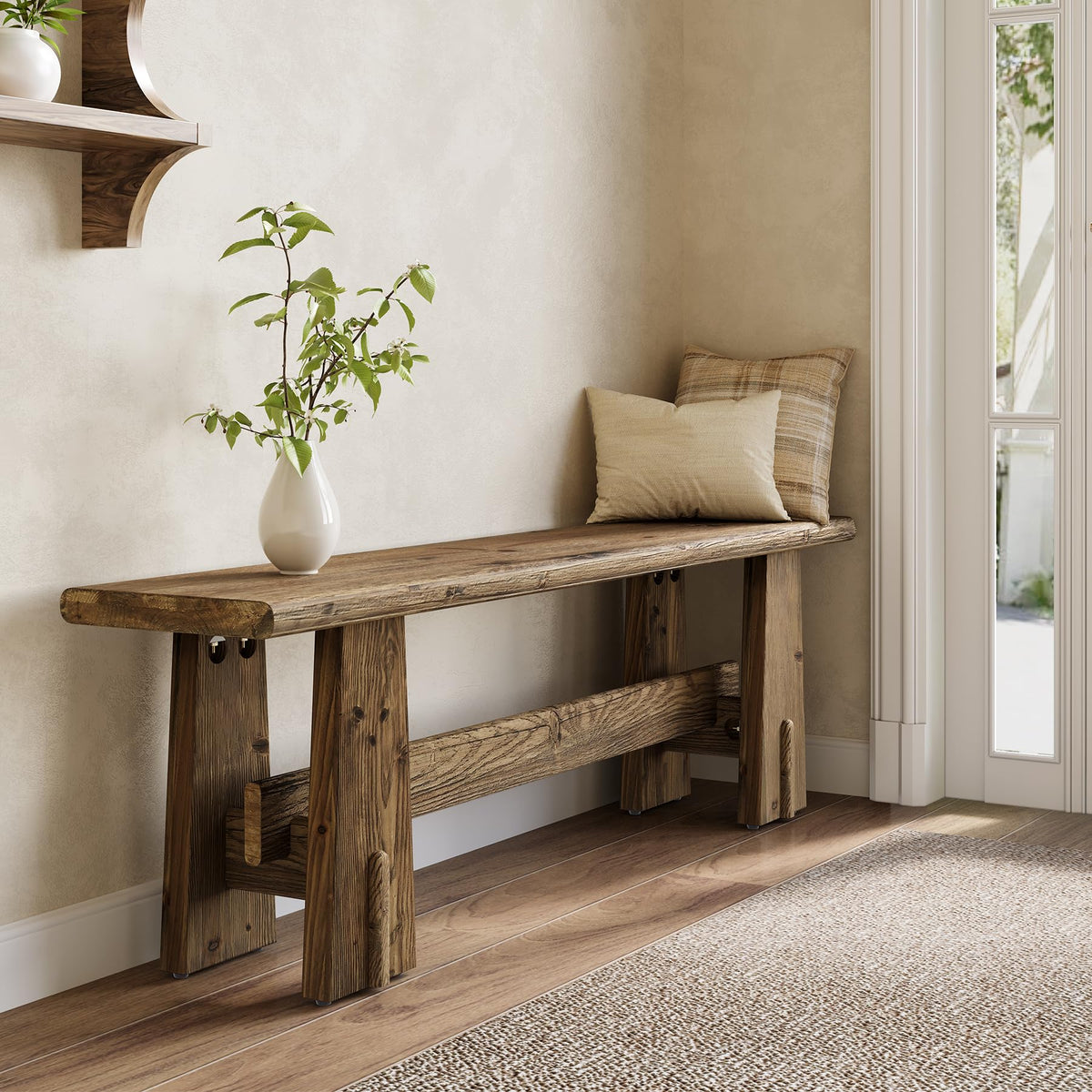 Rustic Solid Wood Bench