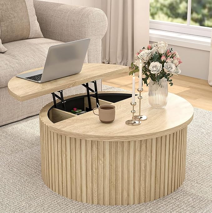 Round Lift Top Coffee Table with Storage
