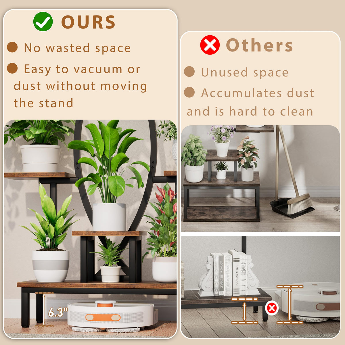 JUSTOGO Plant Stand Indoor with Grow Lights - 9 Tiered Tall Plant Shelf