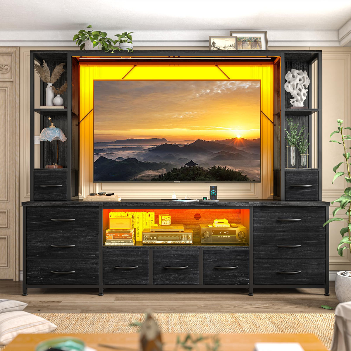 LED TV Stand with 11 Drawers