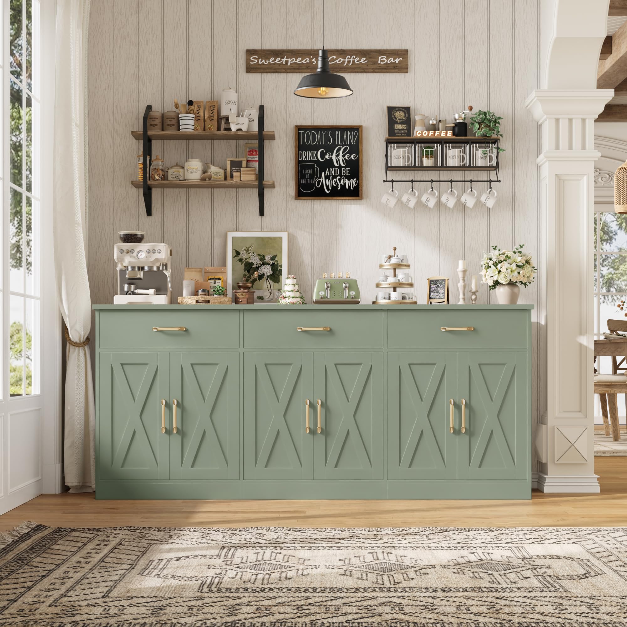 71" Farmhouse Sideboard Buffet Cabinet with Storage