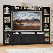 79" Entertainment Center with LED Lights & Bookshelf Storage