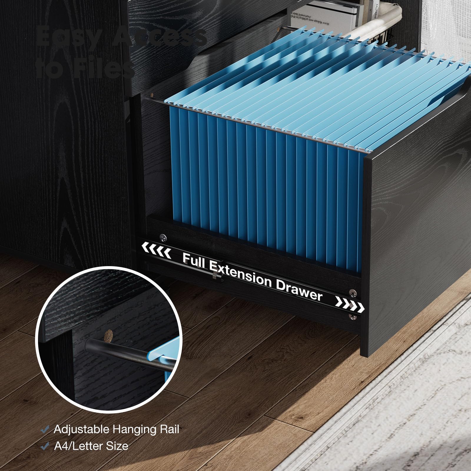 3-Drawer Rolling File Cabinet with Printer Stand