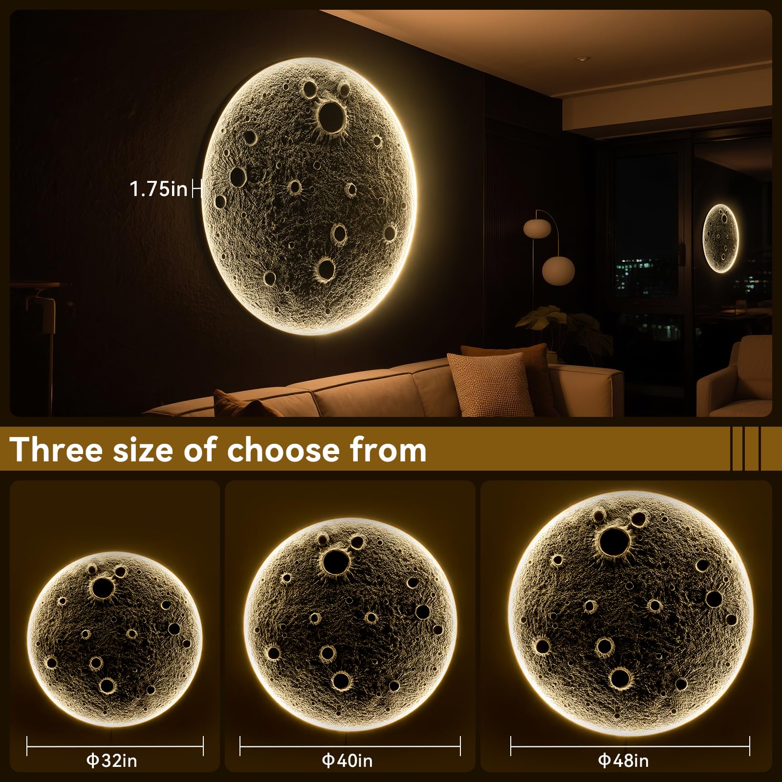 3D Moon Wall Sconce with Remote Control